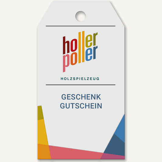 Verschenke Freude und Nachhaltigkeit mit einem Gutschein von Holler Poller Holzspielzeug!